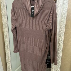 Lulus Brown Ribbed Sweater Dress